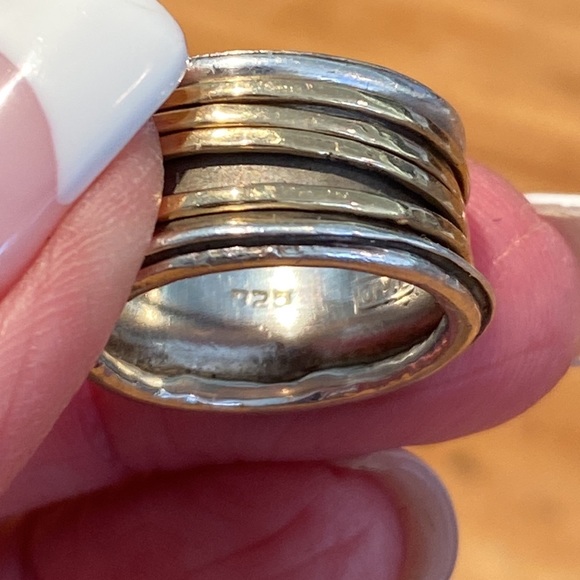 🎉 SOLD SOLD SOLD‼️SUNDANCE 14k EMBRACE SPINNING 5.5 STERLING SILVER RING‼️ - Picture 6 of 7